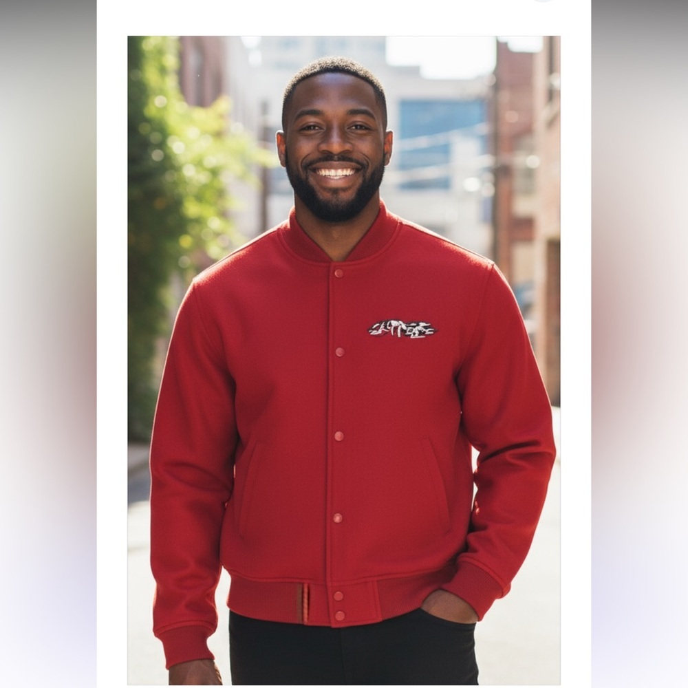 Supreme Delta Logo Wool Bomber Jacket Vibrant Red with White Graffiti Logo